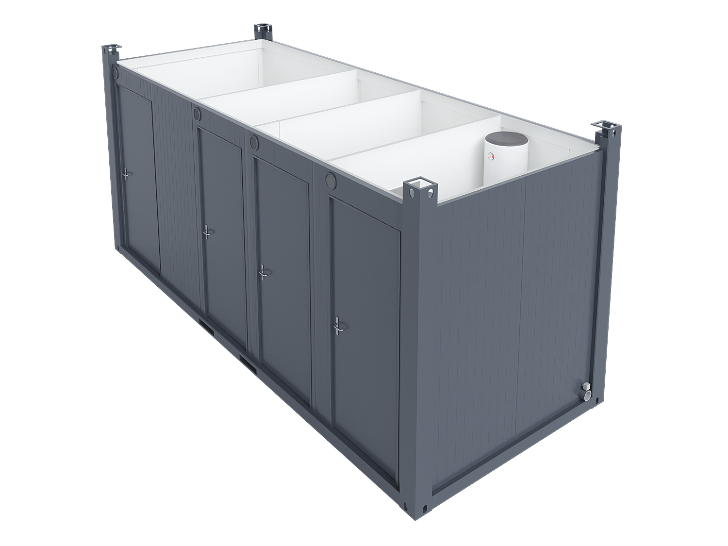 20′ Toilet Container, Three Standard And One Barrier-free Toilet, Premium