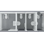 20′ Toilet Container, Three Standard And One Barrier-free Toilet, Premium